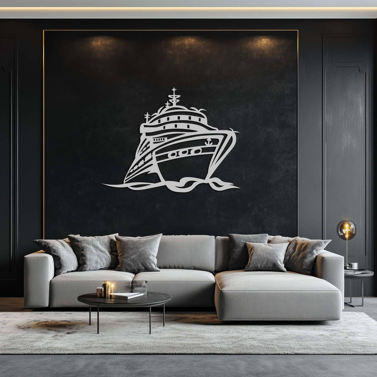Majestic Cruise Ship Silhouette Metal Wall Art – Nautical Decor for Sea Lovers- KAF682 - Tampa Home & Garden Store