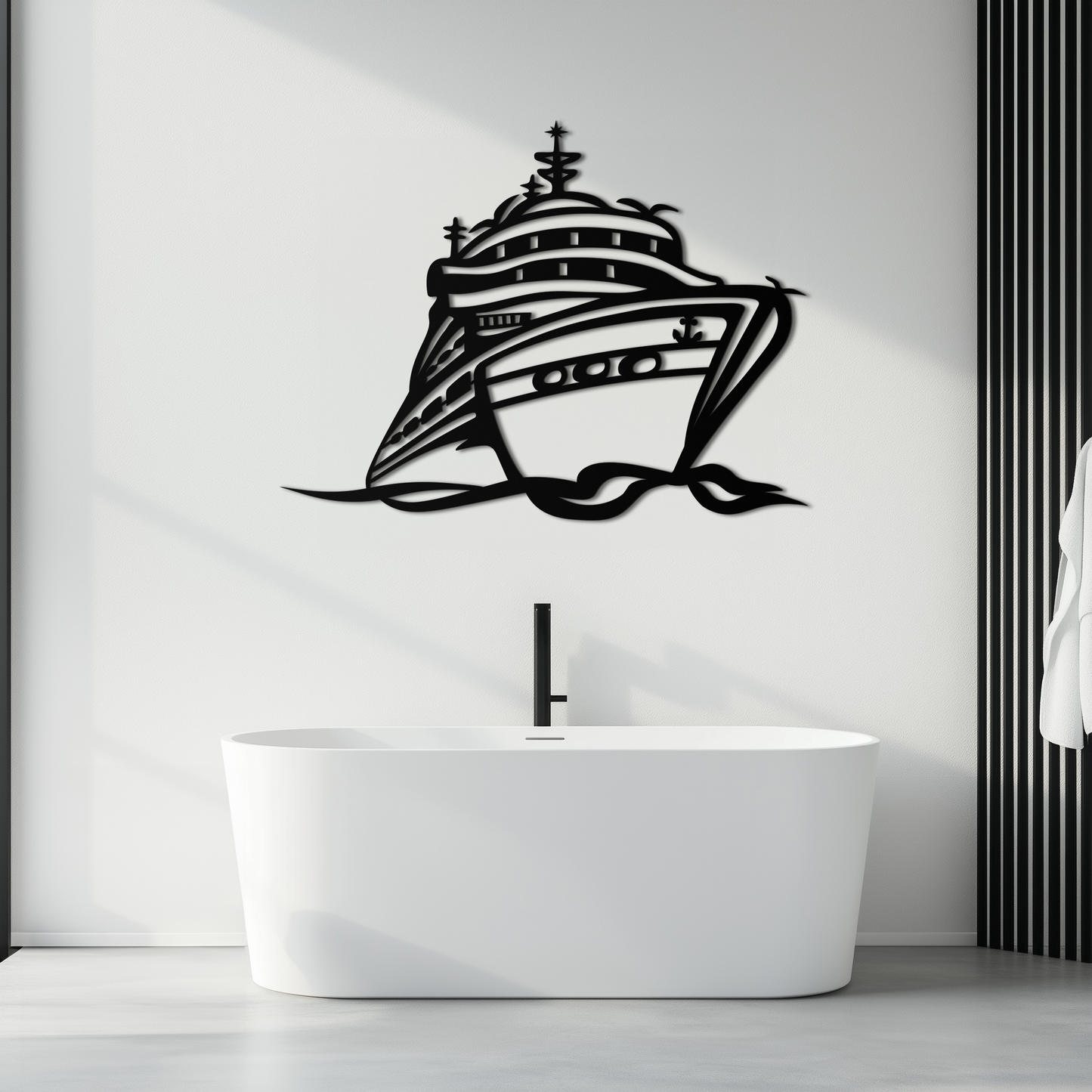 Majestic Cruise Ship Silhouette Metal Wall Art – Nautical Decor for Sea Lovers- KAF682 - Tampa Home & Garden Store