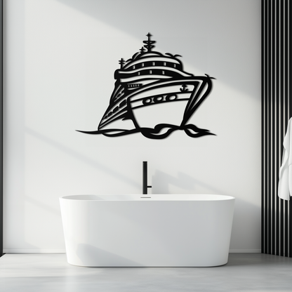 Majestic Cruise Ship Silhouette Metal Wall Art – Nautical Decor for Sea Lovers- KAF682 - Tampa Home & Garden Store