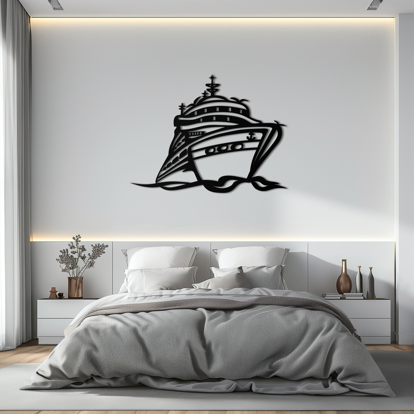 Majestic Cruise Ship Silhouette Metal Wall Art – Nautical Decor for Sea Lovers- KAF682 - Tampa Home & Garden Store