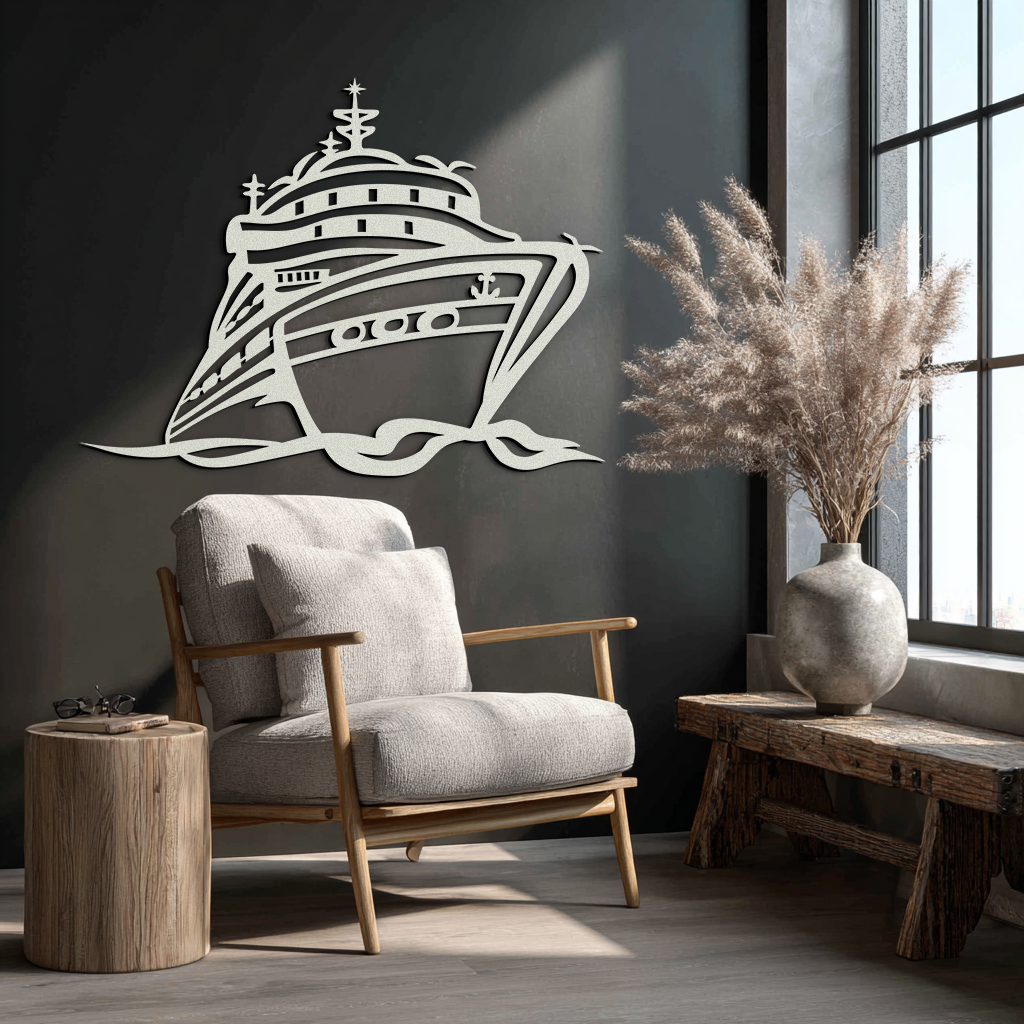 Majestic Cruise Ship Silhouette Metal Wall Art – Nautical Decor for Sea Lovers- KAF682 - Tampa Home & Garden Store