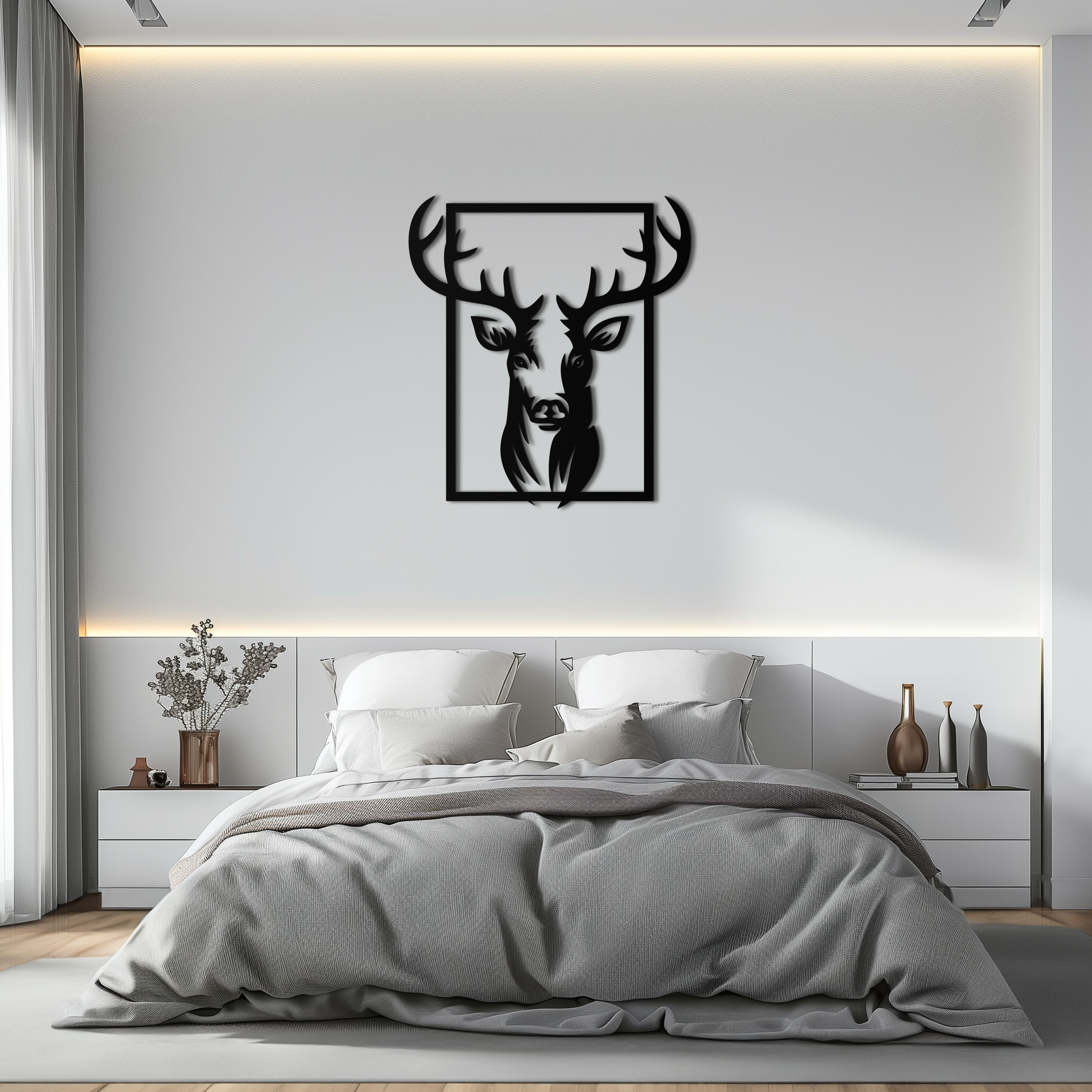 Majestic Deer Metal Wall Art - Nature-Inspired Minimalist Decor- KAF190 - Tampa Home & Garden Store