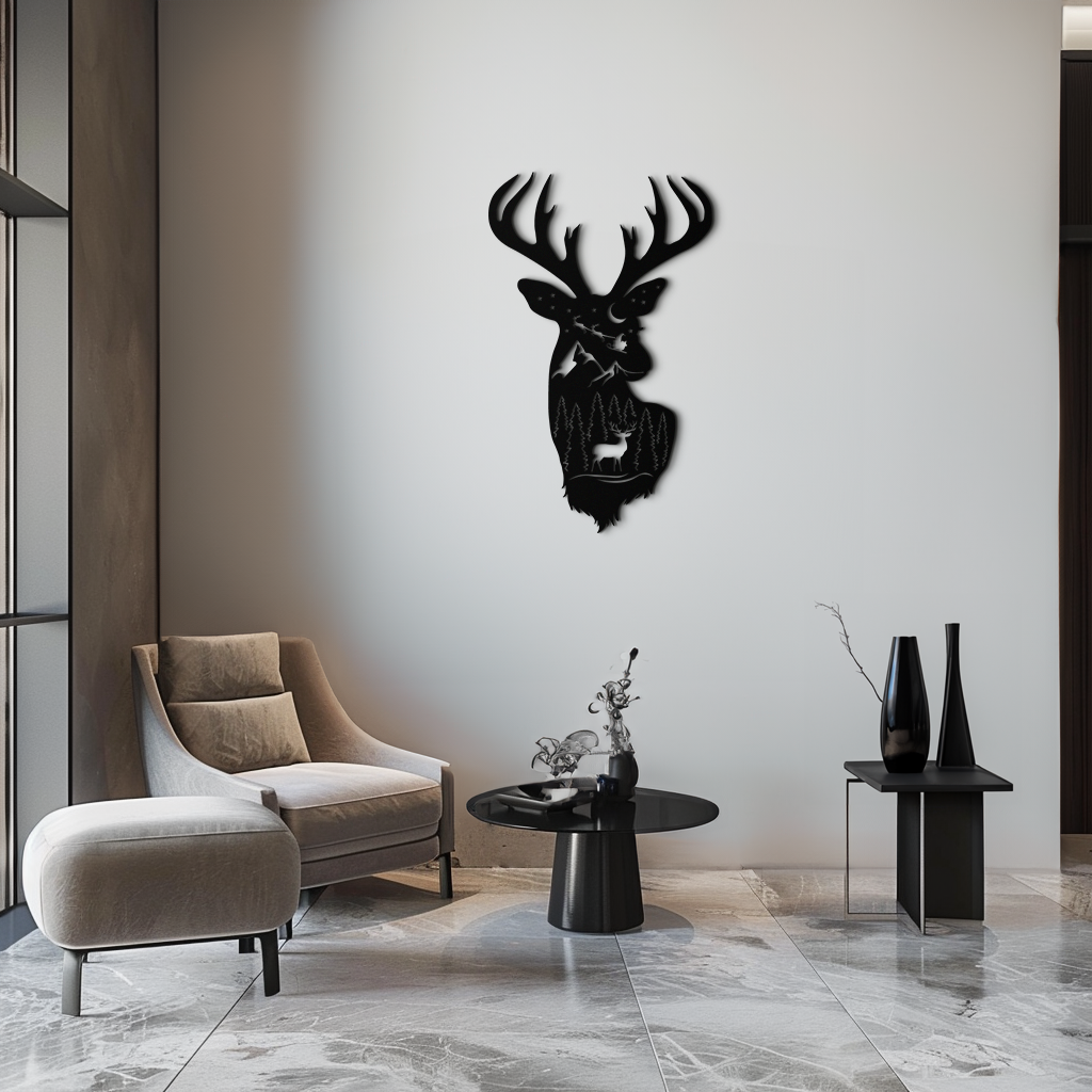 Majestic Deer Metal Wall Art - Nature-Inspired Steel Silhouette Decor- KAF301 - Tampa Home & Garden Store