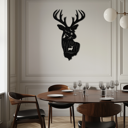 Majestic Deer Metal Wall Art - Nature-Inspired Steel Silhouette Decor- KAF301 - Tampa Home & Garden Store