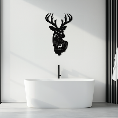 Majestic Deer Metal Wall Art - Nature-Inspired Steel Silhouette Decor- KAF301 - Tampa Home & Garden Store