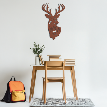 Majestic Deer Metal Wall Art - Nature-Inspired Steel Silhouette Decor- KAF301 - Tampa Home & Garden Store