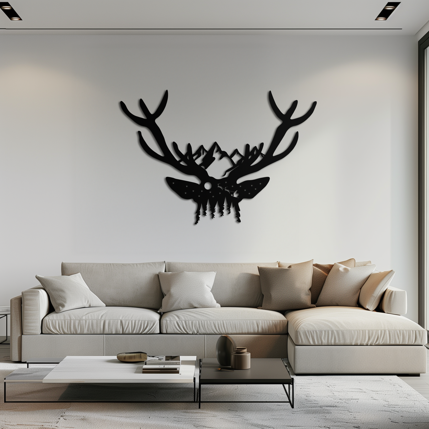 Majestic Deer Skull Metal Wall Art - Nature-Inspired Antler Decor- KAF300 - Tampa Home & Garden Store
