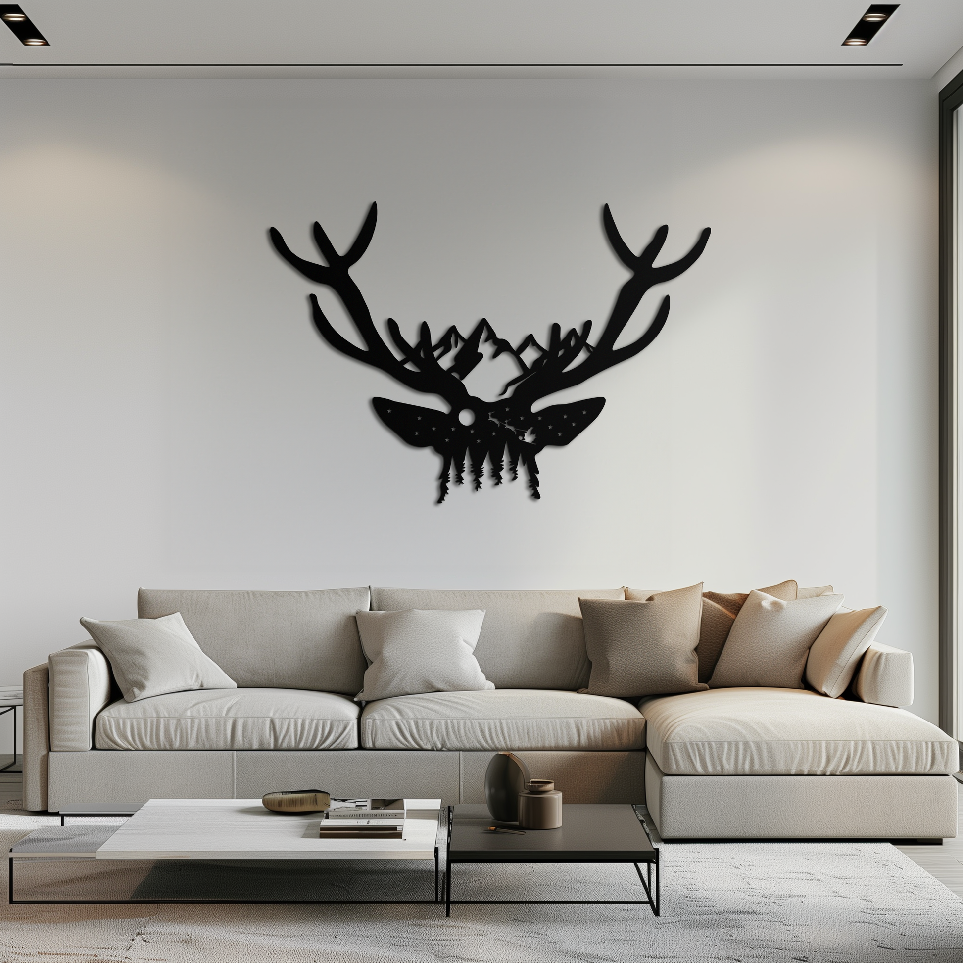 Majestic Deer Skull Metal Wall Art - Nature-Inspired Antler Decor- KAF300 - Tampa Home & Garden Store
