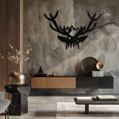 Majestic Deer Skull Metal Wall Art - Nature-Inspired Antler Decor- KAF300 - Tampa Home & Garden Store