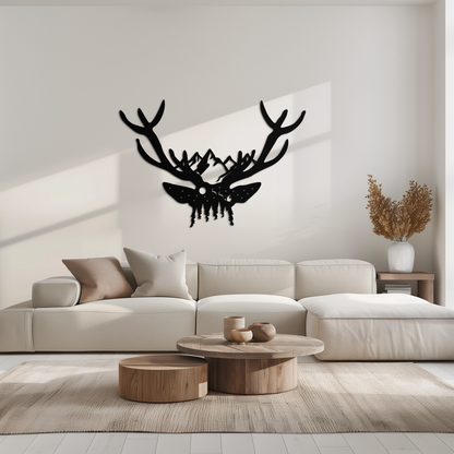 Majestic Deer Skull Metal Wall Art - Nature-Inspired Antler Decor- KAF300 - Tampa Home & Garden Store