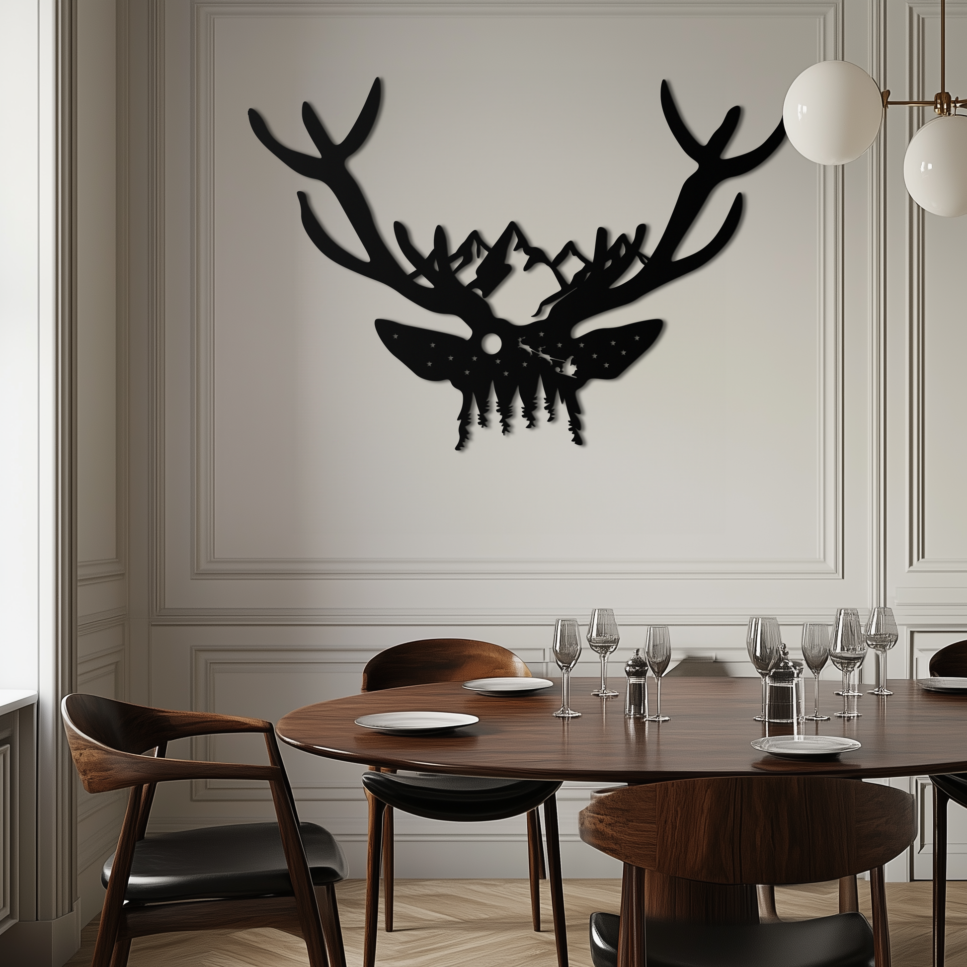 Majestic Deer Skull Metal Wall Art - Nature-Inspired Antler Decor- KAF300 - Tampa Home & Garden Store