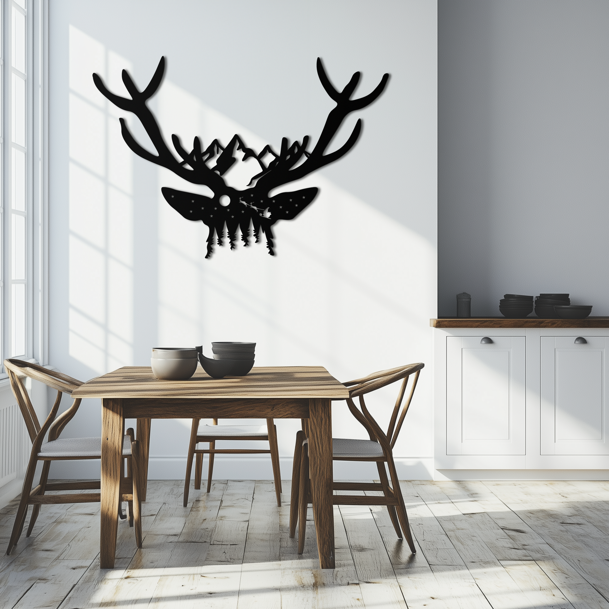 Majestic Deer Skull Metal Wall Art - Nature-Inspired Antler Decor- KAF300 - Tampa Home & Garden Store