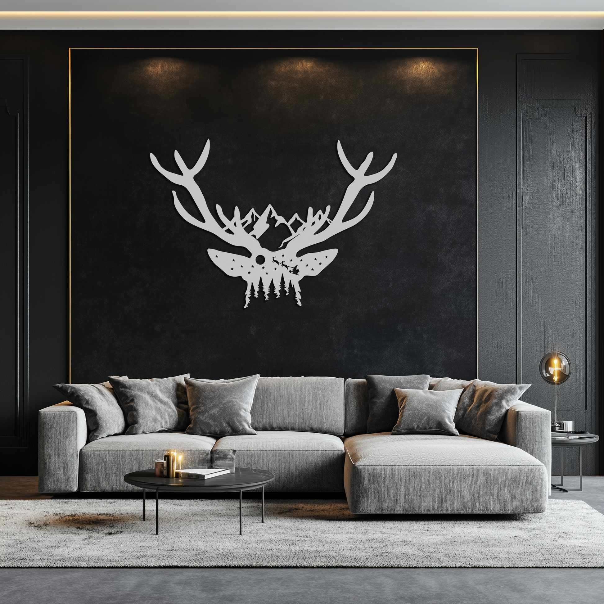 Majestic Deer Skull Metal Wall Art - Nature-Inspired Antler Decor- KAF300 - Tampa Home & Garden Store