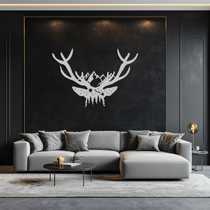 Majestic Deer Skull Metal Wall Art - Nature-Inspired Antler Decor- KAF300 - Tampa Home & Garden Store