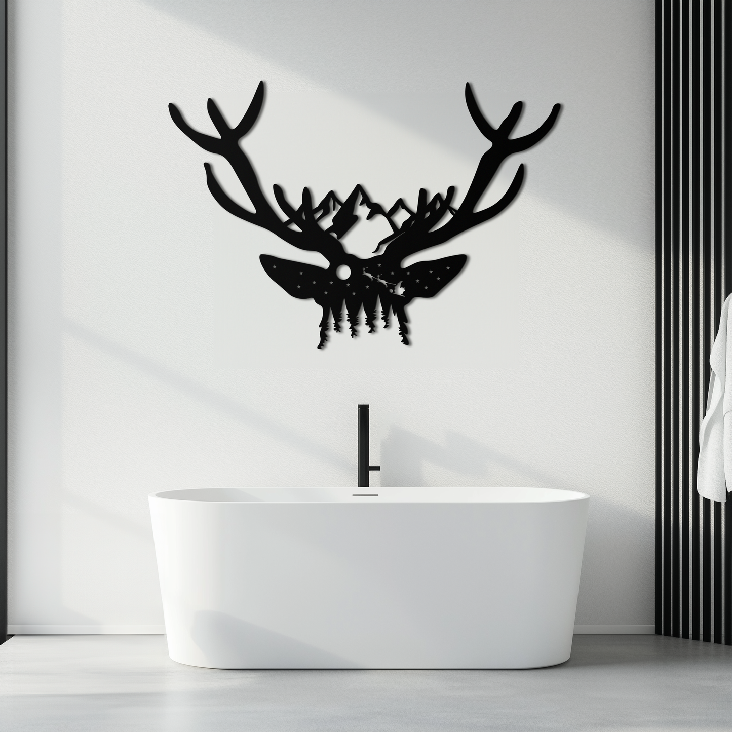 Majestic Deer Skull Metal Wall Art - Nature-Inspired Antler Decor- KAF300 - Tampa Home & Garden Store