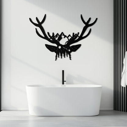 Majestic Deer Skull Metal Wall Art - Nature-Inspired Antler Decor- KAF300 - Tampa Home & Garden Store