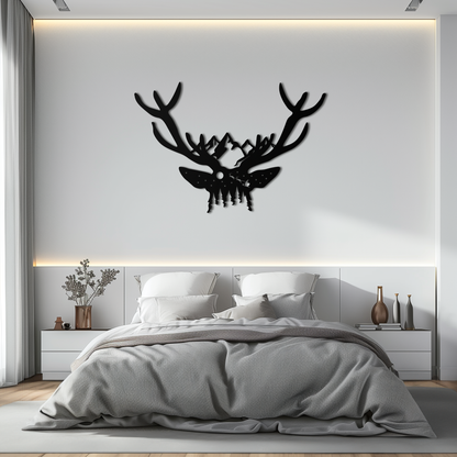 Majestic Deer Skull Metal Wall Art - Nature-Inspired Antler Decor- KAF300 - Tampa Home & Garden Store