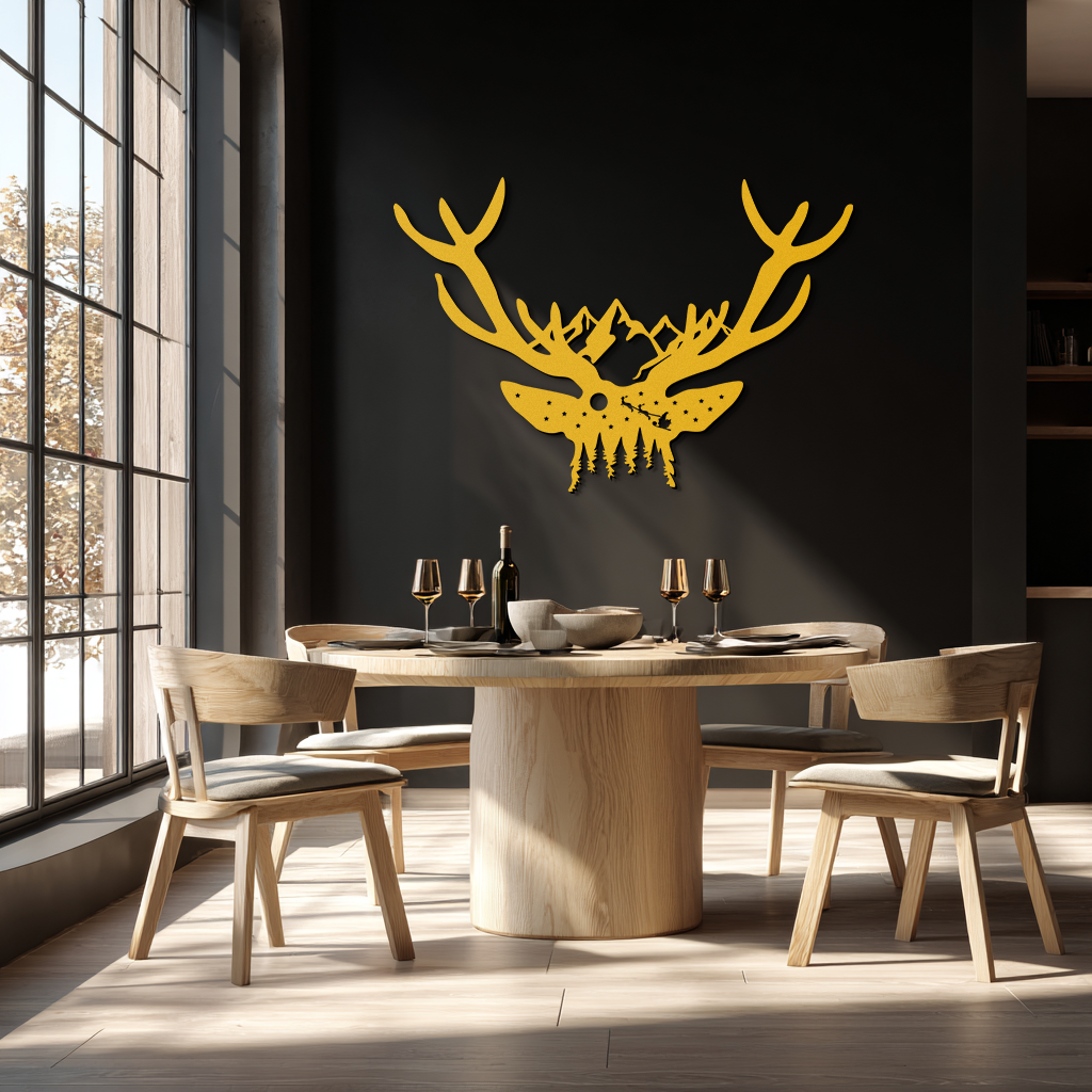 Majestic Deer Skull Metal Wall Art - Nature-Inspired Antler Decor- KAF300 - Tampa Home & Garden Store