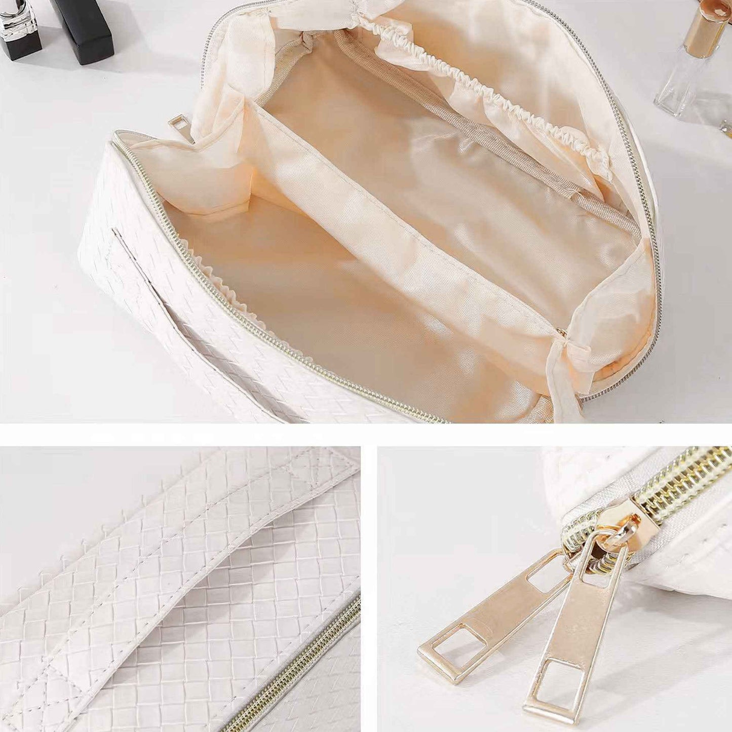 Woven PU Leather Makeup Bag and a Travel Case