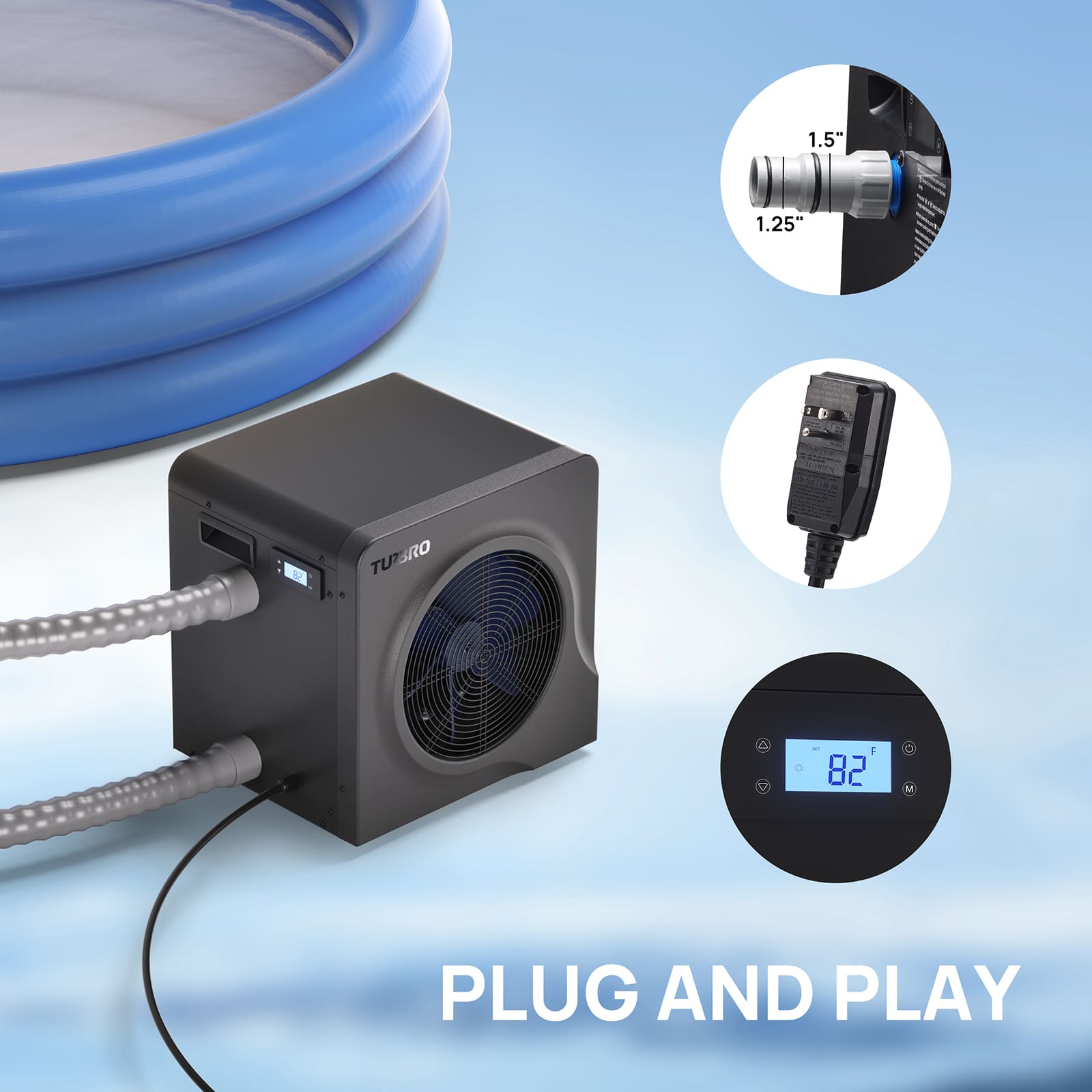 Manatee Swimming Pool Heat Pump, 18K/20K BTU - Tampa Home & Garden Store