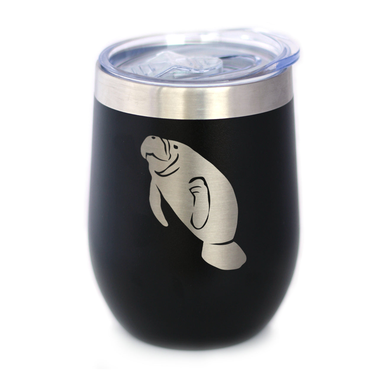 Manatee - Wine Tumbler Glass with Sliding Lid - Stainless Steel Insulated Mug - Manatee Gifts Women and Men Beach Lovers - Tampa Home & Garden Store