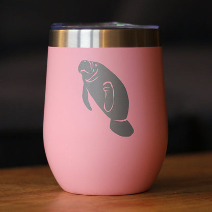 Manatee - Wine Tumbler Glass with Sliding Lid - Stainless Steel Insulated Mug - Manatee Gifts Women and Men Beach Lovers - Tampa Home & Garden Store