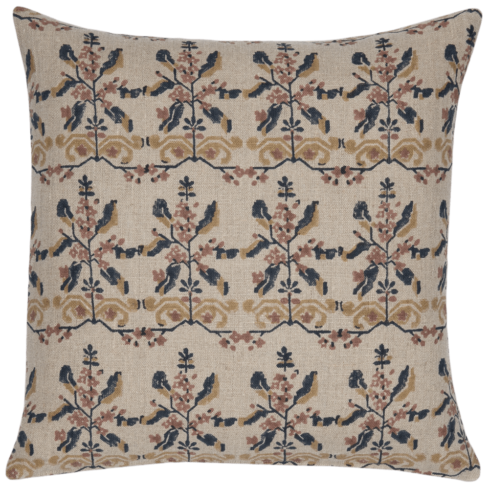 Manda Linen Block Print Throw Pillow Cover, Natural - Tampa Home & Garden Store