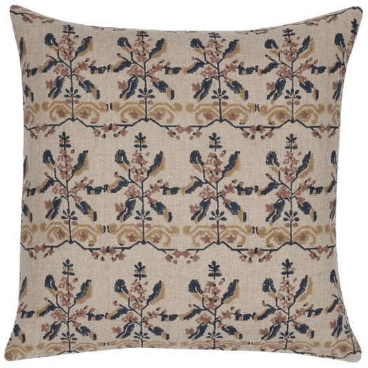 Manda Linen Block Print Throw Pillow Cover, Natural - Tampa Home & Garden Store