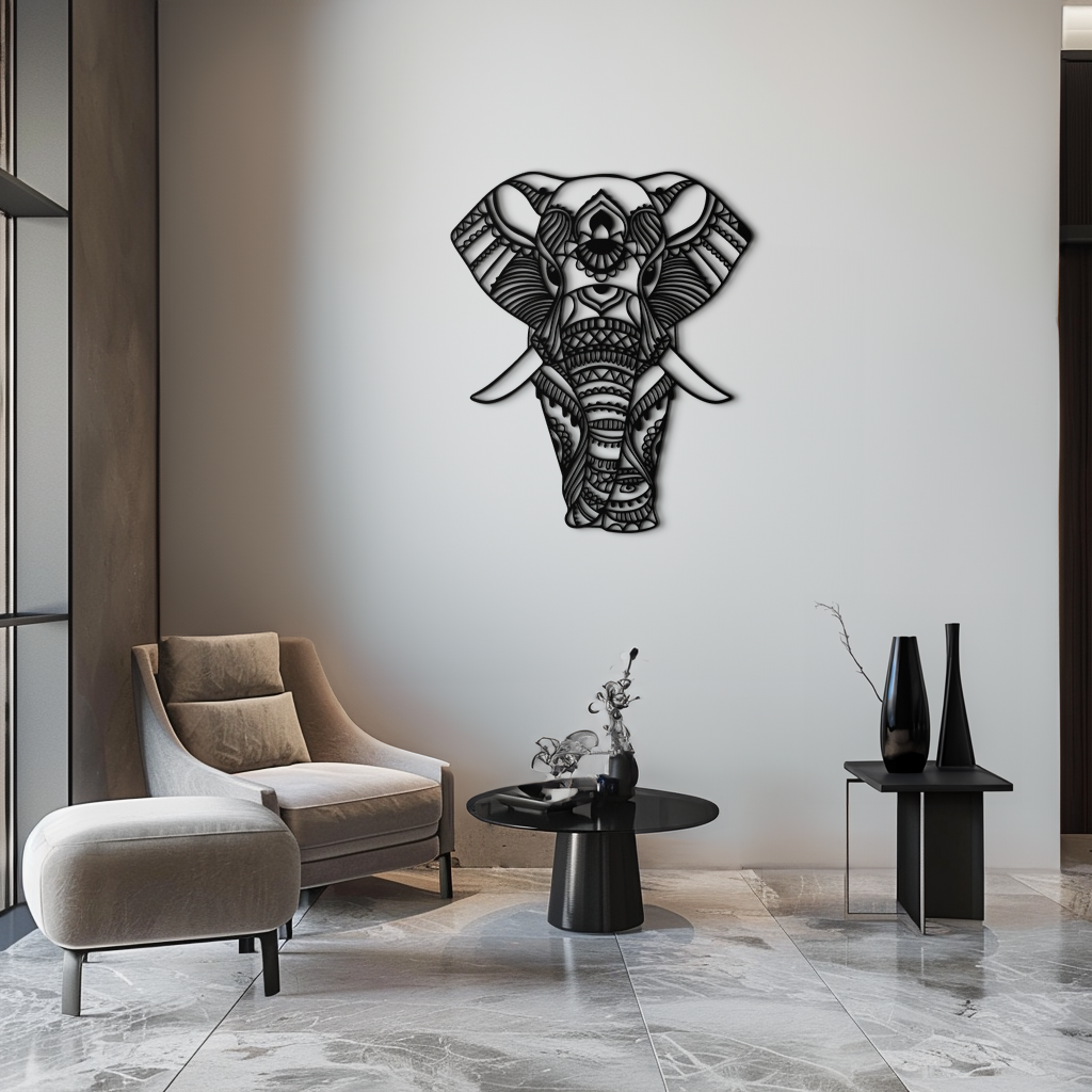 Mandala Elephant Metal Wall Art - Intricate Elephant Head Decor - KAF105 - Tampa Home & Garden Store