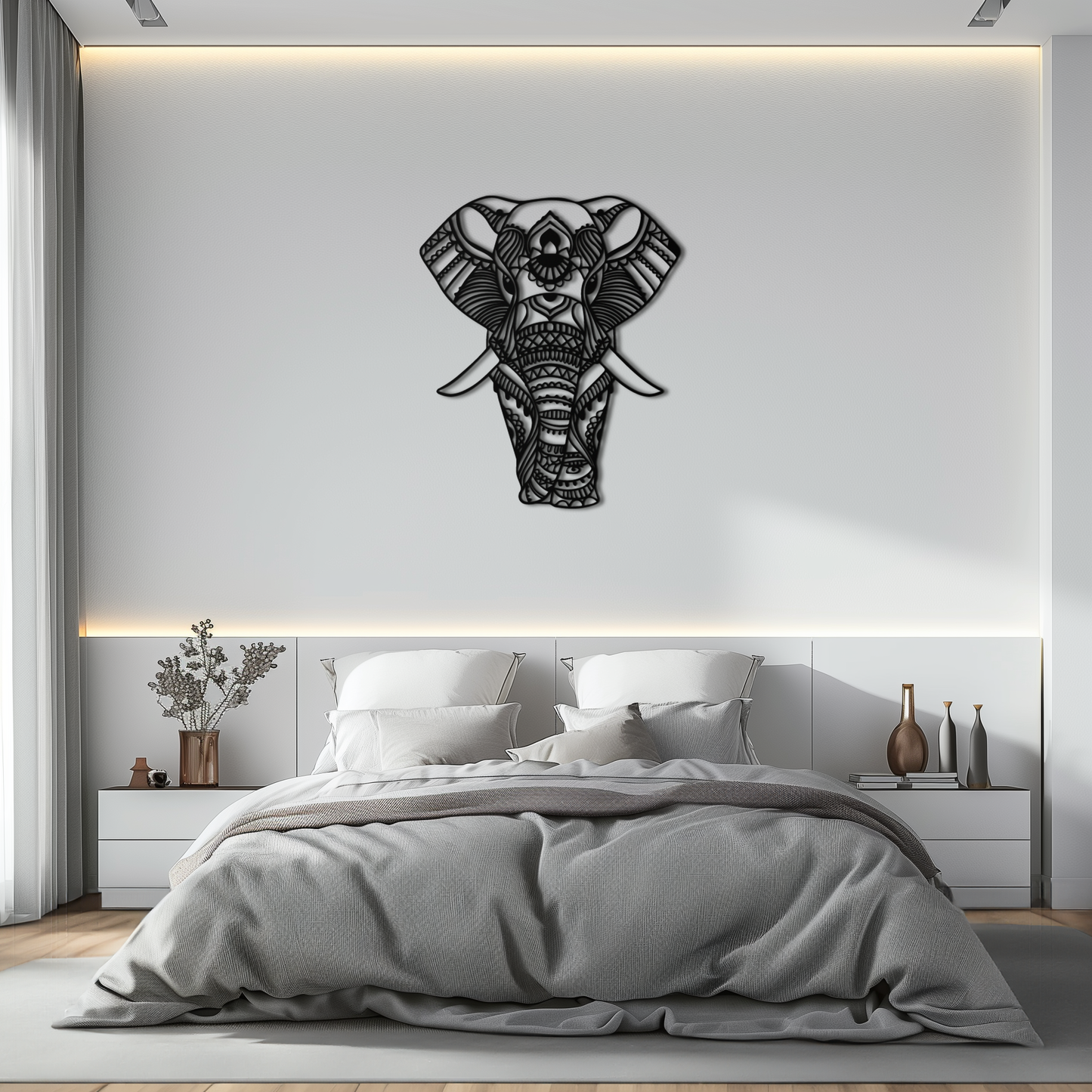 Mandala Elephant Metal Wall Art - Intricate Elephant Head Decor - KAF105 - Tampa Home & Garden Store