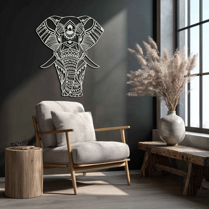 Mandala Elephant Metal Wall Art - Intricate Elephant Head Decor - KAF105 - Tampa Home & Garden Store