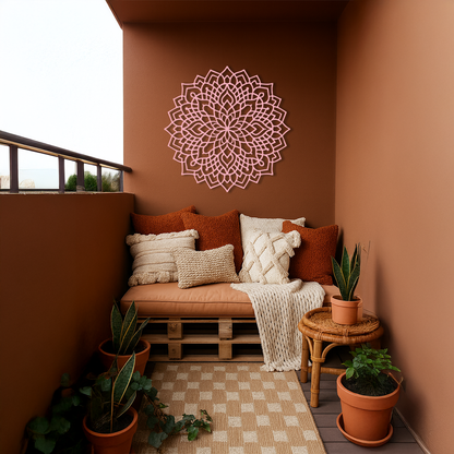 Mandala Silhouette Metal Wall Art – Intricate Sacred Geometry Design - KAFGP058 - Tampa Home & Garden Store