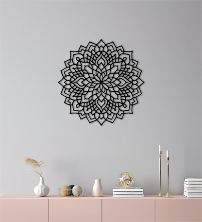Mandala Silhouette Metal Wall Art – Intricate Sacred Geometry Design - KAFGP058 - Tampa Home & Garden Store