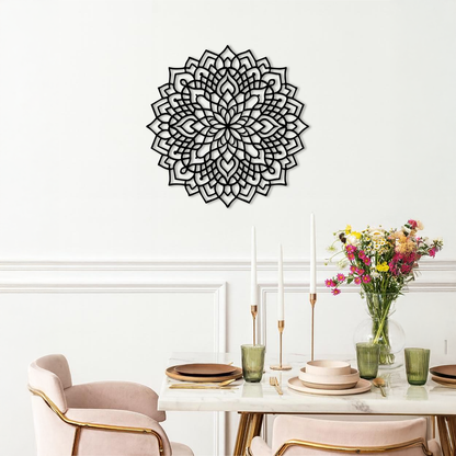 Mandala Silhouette Metal Wall Art – Intricate Sacred Geometry Design - KAFGP058 - Tampa Home & Garden Store