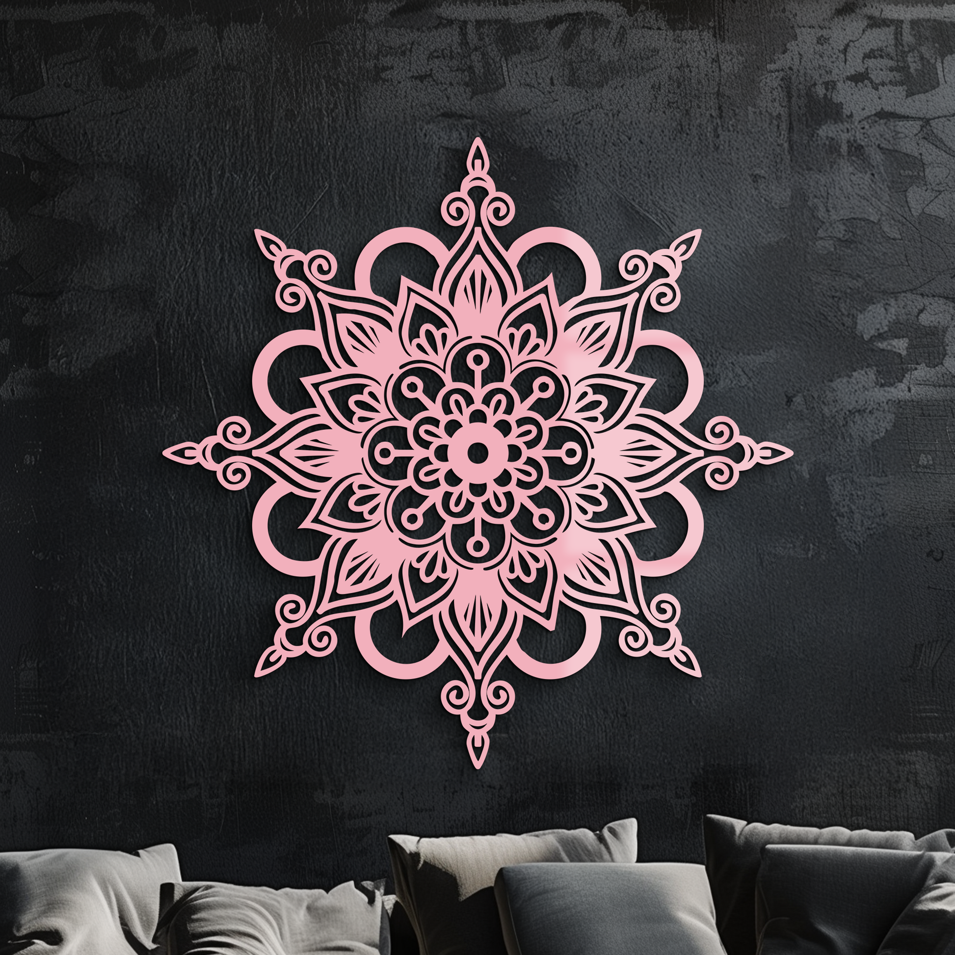 Mandala Silhouette Metal Wall Art – Sacred Geometry Flower Design - KAFGP060 - Tampa Home & Garden Store