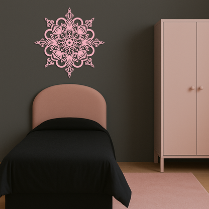 Mandala Silhouette Metal Wall Art – Sacred Geometry Flower Design - KAFGP060 - Tampa Home & Garden Store
