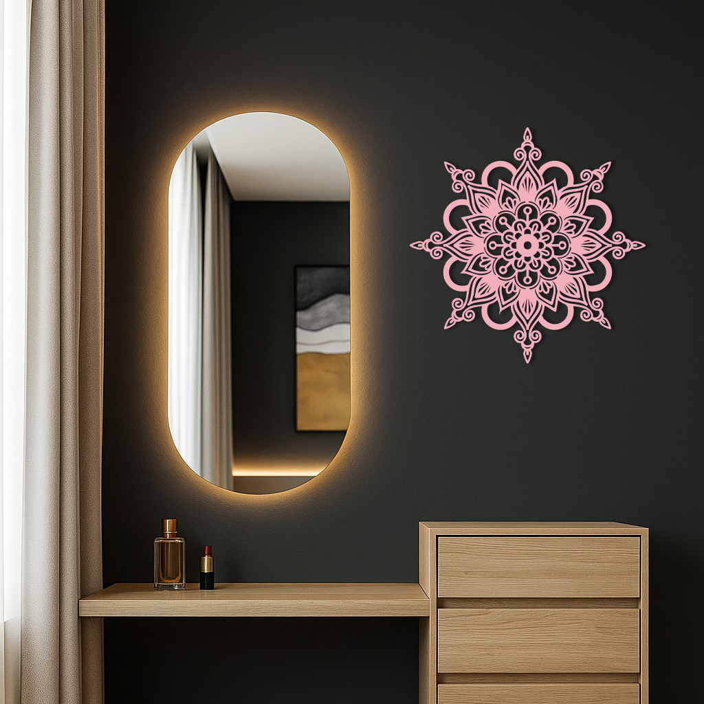 Mandala Silhouette Metal Wall Art – Sacred Geometry Flower Design - KAFGP060 - Tampa Home & Garden Store