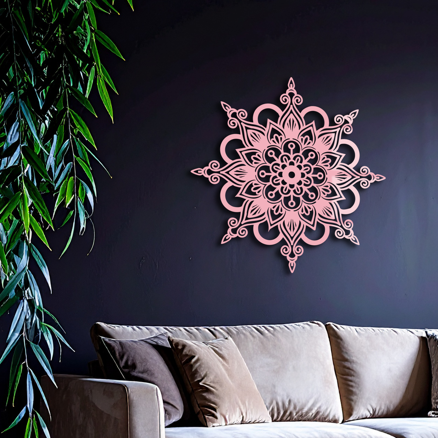 Mandala Silhouette Metal Wall Art – Sacred Geometry Flower Design - KAFGP060 - Tampa Home & Garden Store