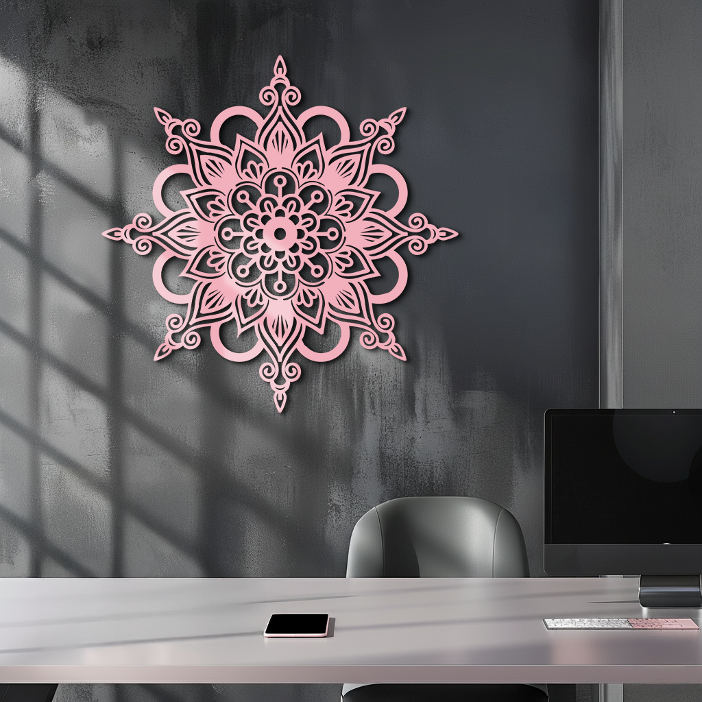 Mandala Silhouette Metal Wall Art – Sacred Geometry Flower Design - KAFGP060 - Tampa Home & Garden Store