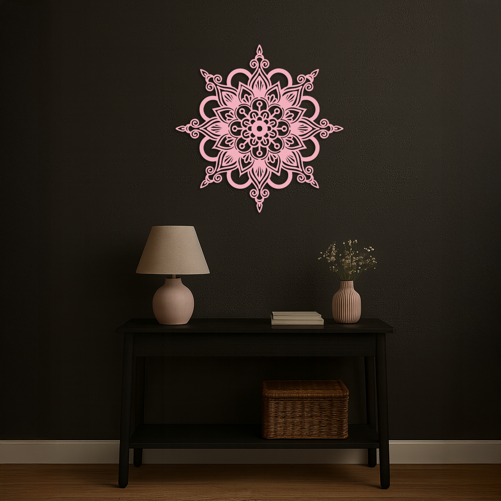 Mandala Silhouette Metal Wall Art – Sacred Geometry Flower Design - KAFGP060 - Tampa Home & Garden Store