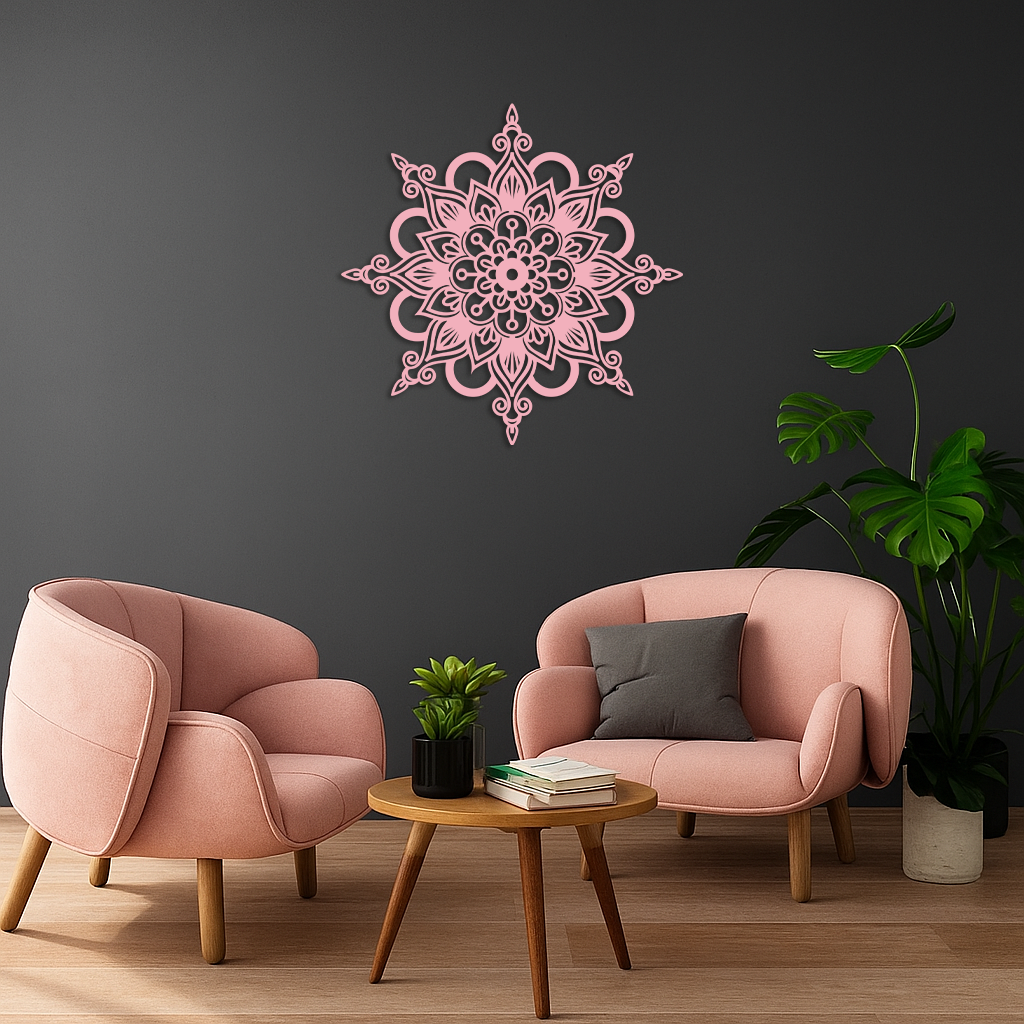 Mandala Silhouette Metal Wall Art – Sacred Geometry Flower Design - KAFGP060 - Tampa Home & Garden Store