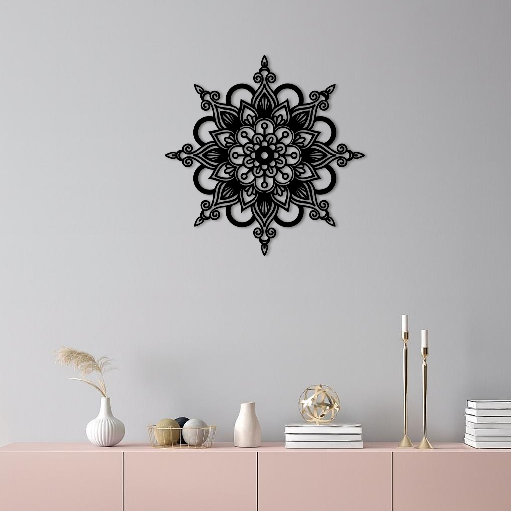 Mandala Silhouette Metal Wall Art – Sacred Geometry Flower Design - KAFGP060 - Tampa Home & Garden Store