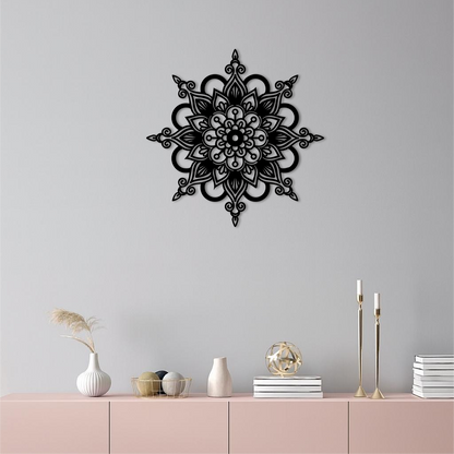 Mandala Silhouette Metal Wall Art – Sacred Geometry Flower Design - KAFGP060 - Tampa Home & Garden Store