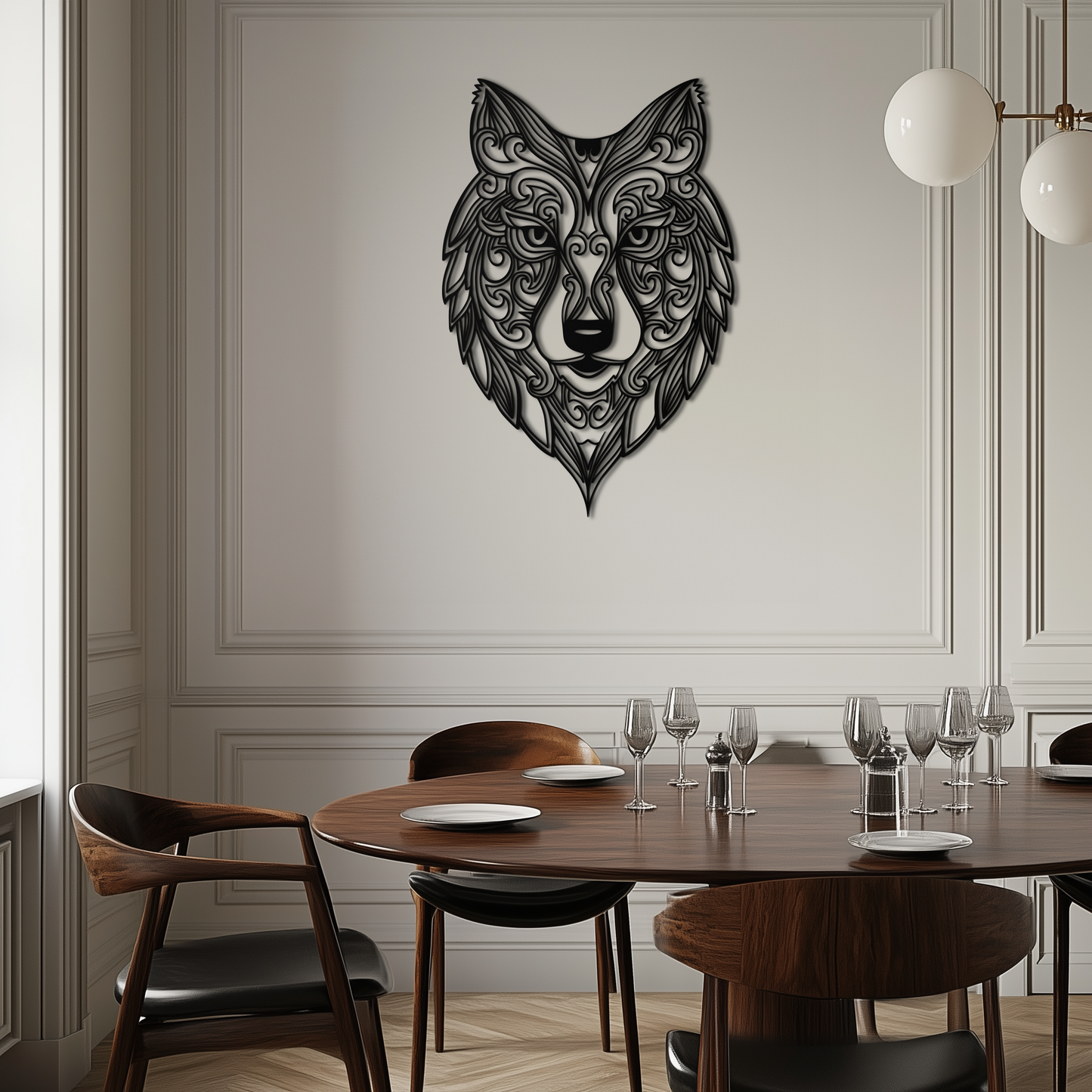 Mandala Wolf Metal Wall Art - Boho Animal Wall Decor - KAF272 - Tampa Home & Garden Store