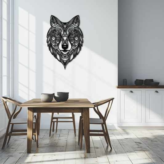 Mandala Wolf Metal Wall Art - Boho Animal Wall Decor - KAF272 - Tampa Home & Garden Store