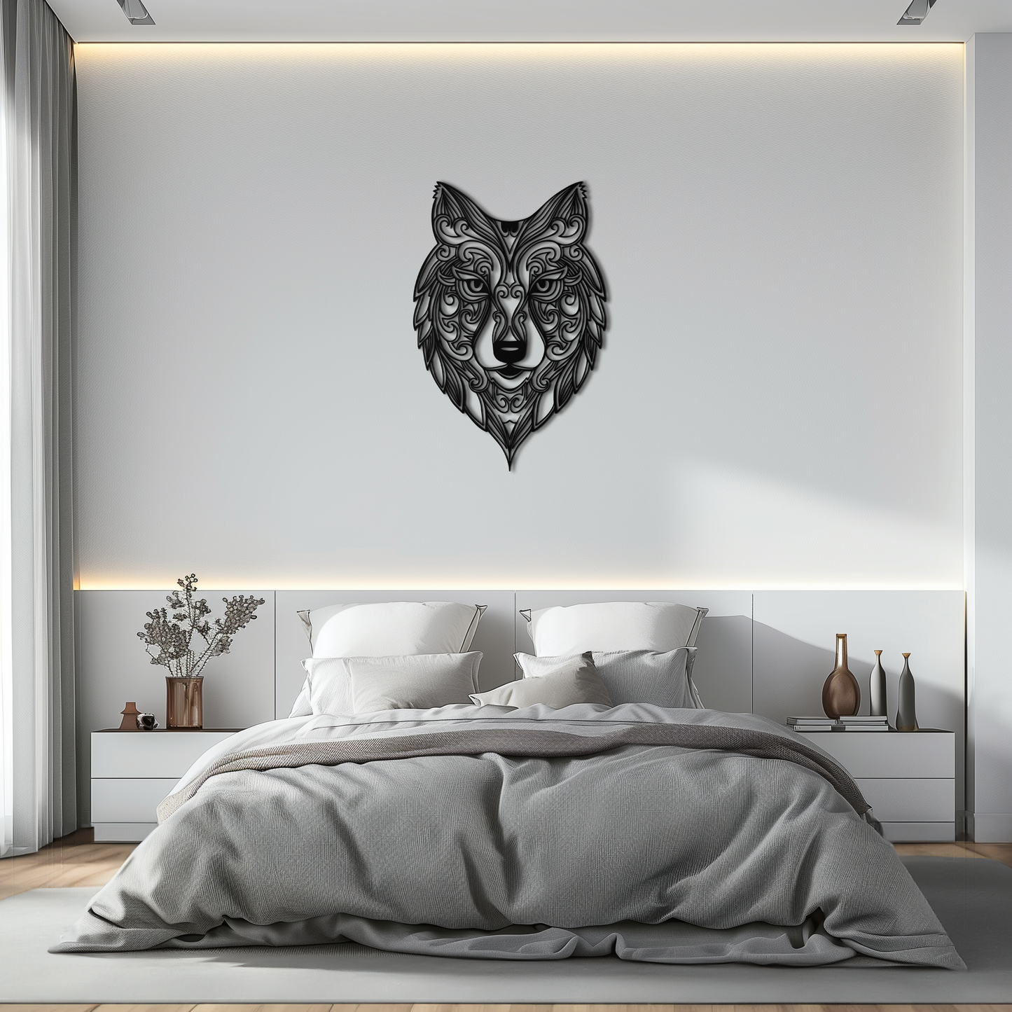 Mandala Wolf Metal Wall Art - Boho Animal Wall Decor - KAF272 - Tampa Home & Garden Store