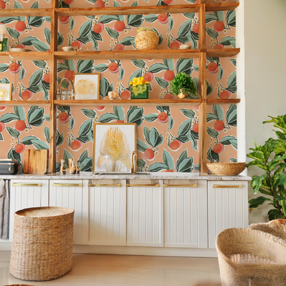 Mandarin Blossom Wallpaper, peach - Tampa Home & Garden Store
