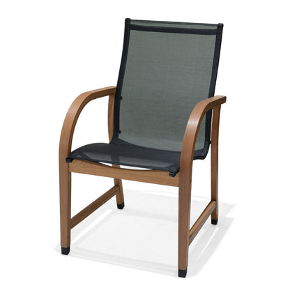 Manhattan Black Armchair outdoor chair with wood frame and black mesh seat/back on Tampa Home & Garden Store