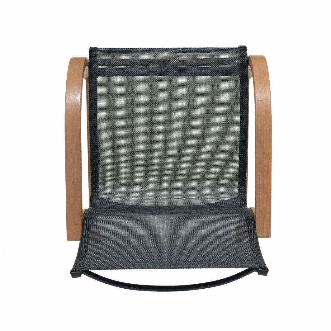 Manhattan Black Armchair outdoor chair with wood armrests by LifestyleGarden US on Tampa Home & Garden Store