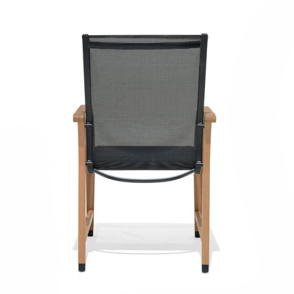 Manhattan Black Armchair back view with black mesh seat and back, 4-piece outdoor set on Tampa Home & Garden Store